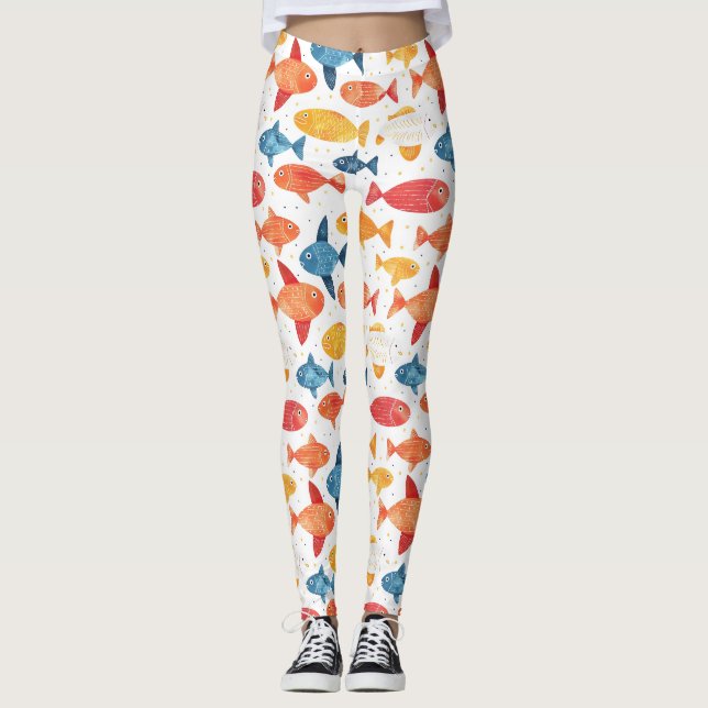 Funny Fish farbiges Muster Leggings (Vorderseite)