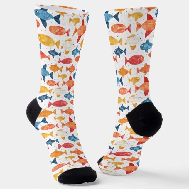 Funny Fish farbiges Muster Socken (Gewinkelt)