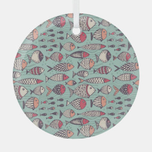 Funny Fish: handgezeichnet nahtloses Muster. Ornament Aus Glas