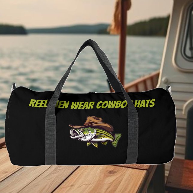 Funny Fish mit Cowboy Hat-Fisherman Core- Duffle Bag (Funny Fish Wearing a Cowboy Hat- Gifts for him-Funny- Duffel Bag-Fisherman Core)