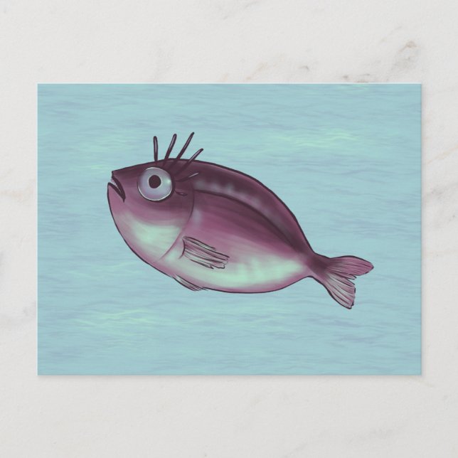 Funny Fish mit Extravaganten Eyelashes Postkarte (Vorderseite)