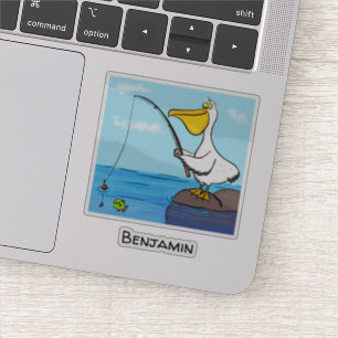 Funny Fish Pelican Cartoon Aufkleber