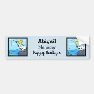 Funny Fish Pelican Cartoon Autoaufkleber