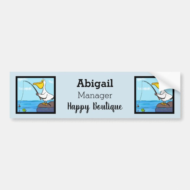 Funny Fish Pelican Cartoon Autoaufkleber (Vorne)