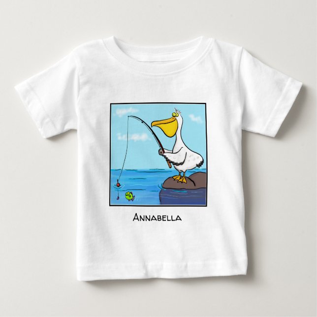 Funny Fish Pelican Cartoon Baby T-shirt (Vorderseite)