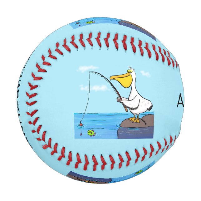 Funny Fish Pelican Cartoon Baseball (Vorderseite Links)