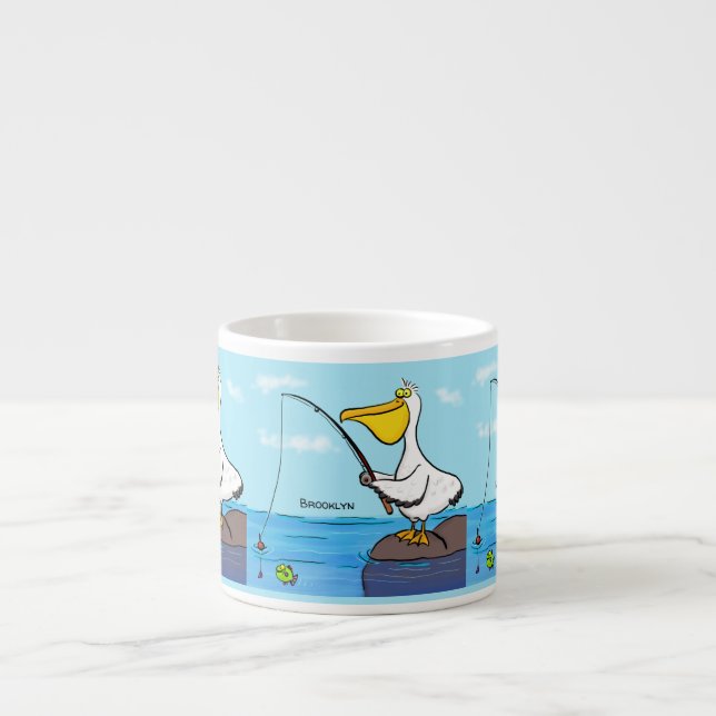 Funny Fish Pelican Cartoon Espressotasse (Vorderseite)