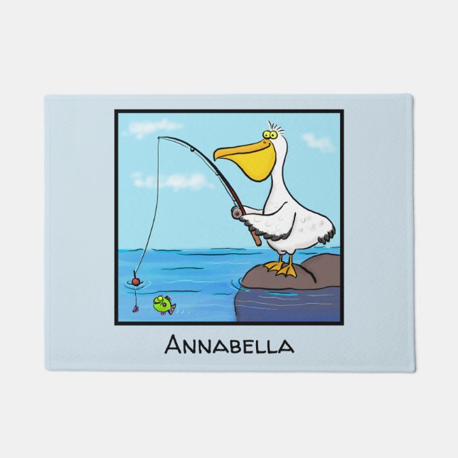 Funny Fish Pelican Cartoon Fußmatte (Vorderseite)