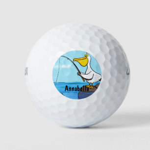Funny Fish Pelican Cartoon Golfball
