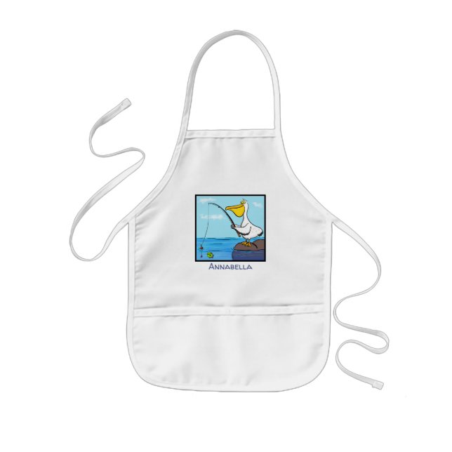 Funny Fish Pelican Cartoon Kinderschürze (Vorne)