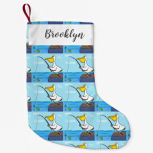 Funny Fish Pelican Cartoon Kleiner Weihnachtsstrumpf