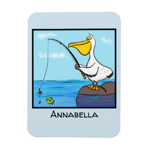 Funny Fish Pelican Cartoon Magnet