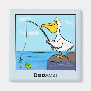 Funny Fish Pelican Cartoon Magnet
