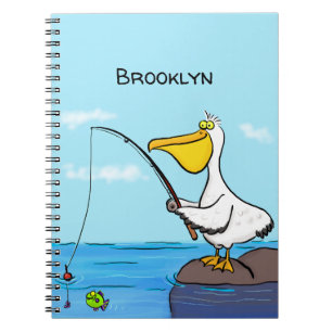 Funny Fish Pelican Cartoon Notizblock