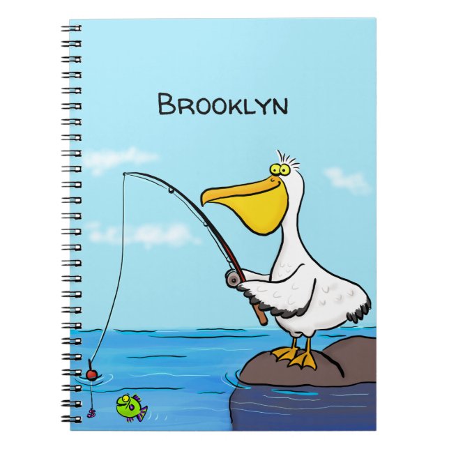 Funny Fish Pelican Cartoon Notizblock (Vorderseite)