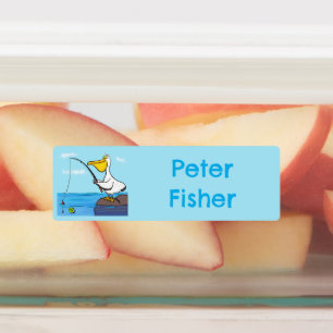 Funny Fish Pelican Cartoon personalisiert Etiketten