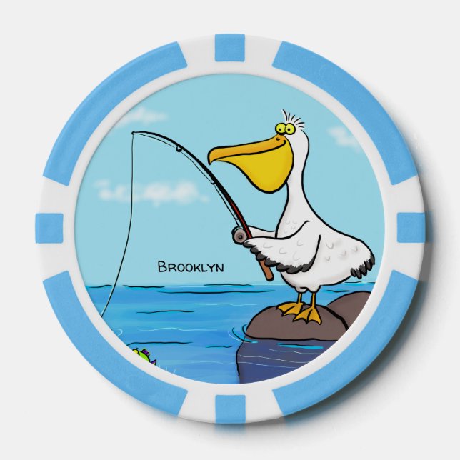 Funny Fish Pelican Cartoon Pokerchips (Vorderseite)