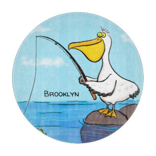 Funny Fish Pelican Cartoon Schneidebrett