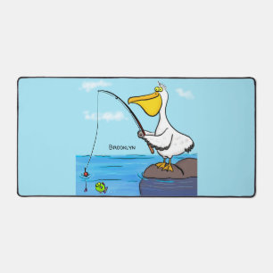 Funny Fish Pelican Cartoon Schreibtischunterlage