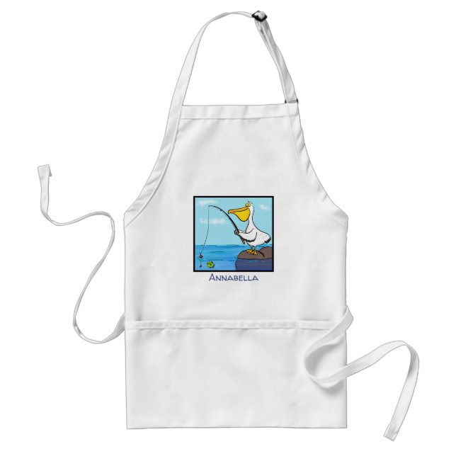 Funny Fish Pelican Cartoon Schürze (Vorne)