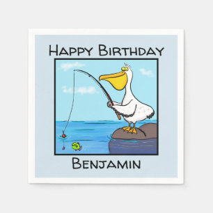 Funny Fish Pelican Cartoon Serviette
