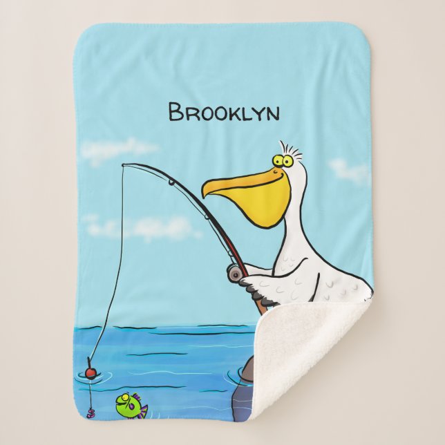 Funny Fish Pelican Cartoon Sherpadecke (Vorderseite)