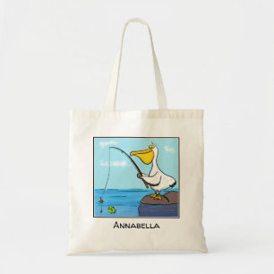 Funny Fish Pelican Cartoon Tragetasche