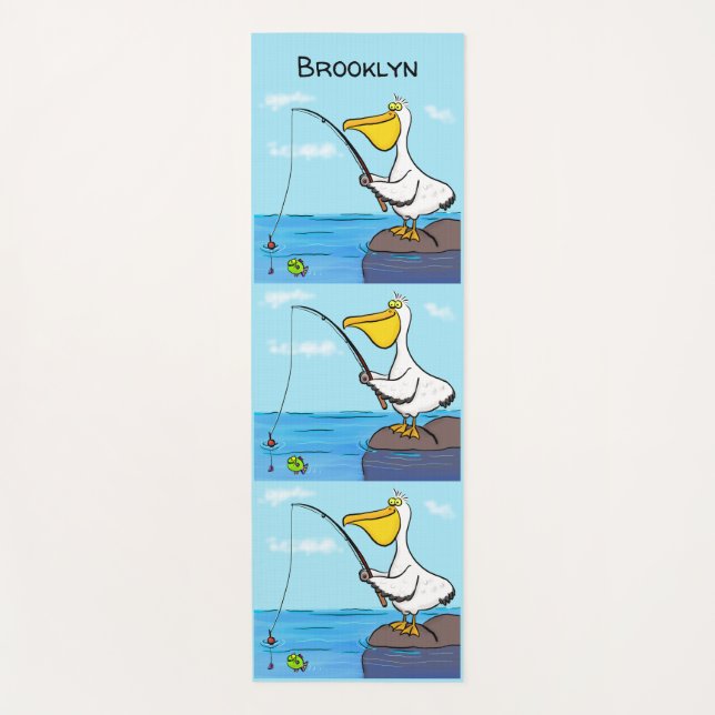 Funny Fish Pelican Cartoon Yogamatte (Vorderseite)