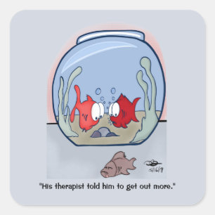 Funny Fish Story Quadratischer Aufkleber