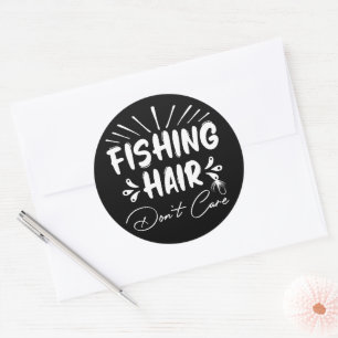 Funny Fisherman, Fishing Hair ist dir egal Runder Aufkleber
