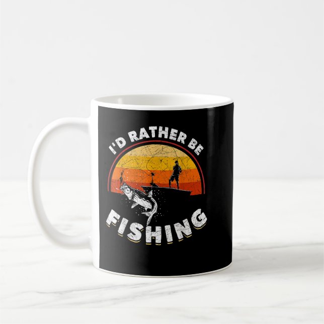 Funny Fisherman, ich fische lieber Retro-Fischerei Kaffeetasse (Links)
