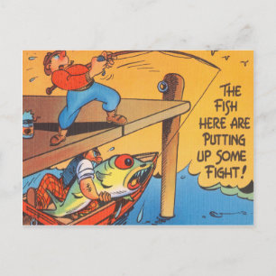 Funny Fisherman Postcard Fish Fish Fish Cartoon Postkarte