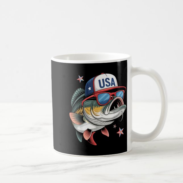 Funny Fishing &amp; Fisherman Gift American Flag  Kaffeetasse (Rechts)