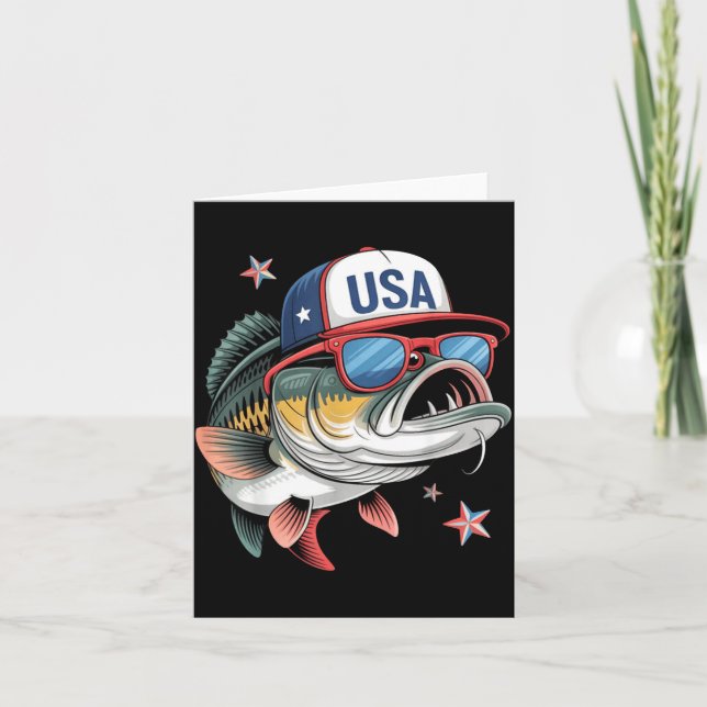 Funny Fishing &amp; Fisherman Gift American Flag  Karte (Vorderseite)