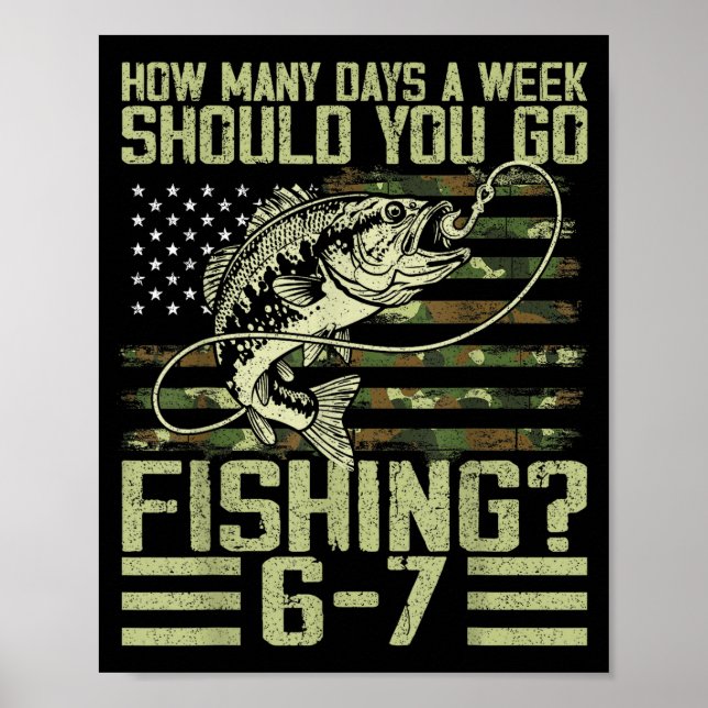 Funny Fishing Boy Teens Kid Camouflage Usa Flag B  Poster (Vorne)