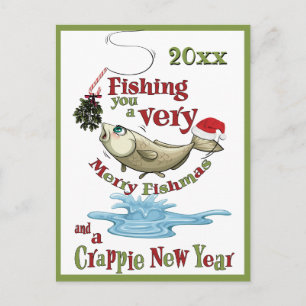 Funny Fishing Christmas - Merry Fishmas Mistletoe Postkarte