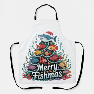 Funny Fishing Christmas Tree Fish Fisher Lover Schürze