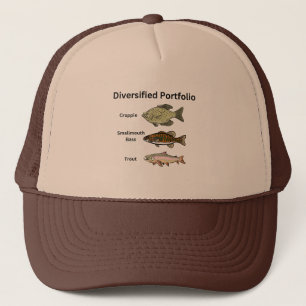 FUNNY FISHING DIVERSIFIED PORTFOLIO BASS TROUT T- TRUCKERKAPPE