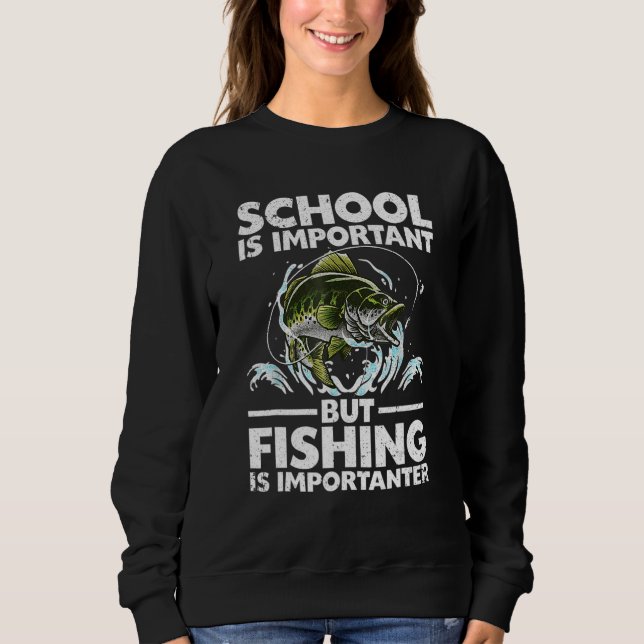 Funny Fishing For Boys Kids Youth Fish Saying Bass Sweatshirt (Vorderseite)