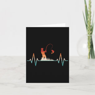 Funny Fishing Heartbeat Retro Fish Fisherman Karte