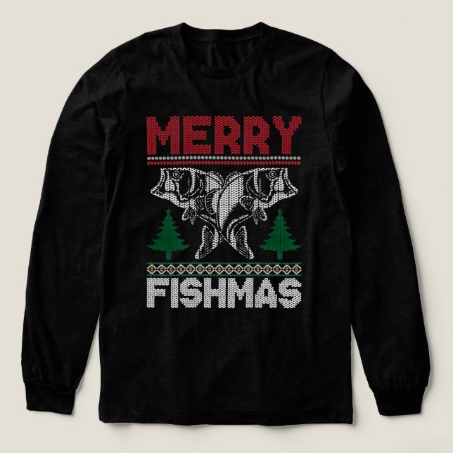 Funny Fishing Holiday Frohe Fischgründe und Neues  Tri-Blend Shirt (Design Vorderseite)