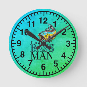 Funny Fishing Humor for the BASS MAN Runde Wanduhr
