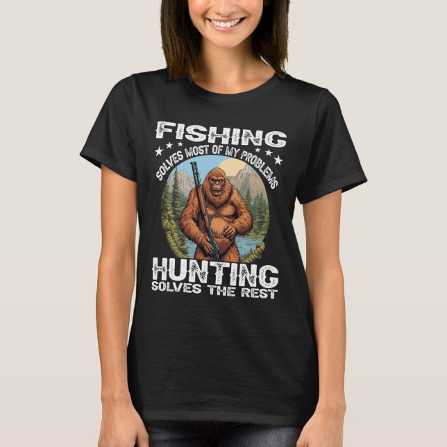 Funny Fishing Junting Halloween Spaß Hunter T-Shirt (Vorderseite)
