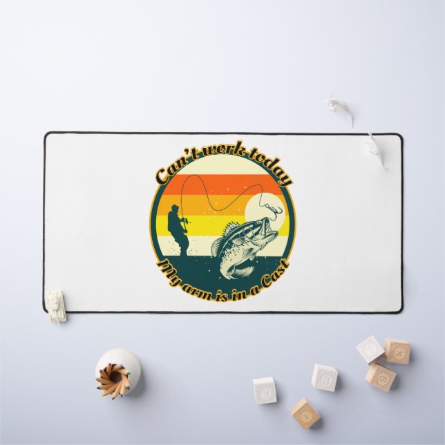 Funny Fishing kann heute nicht mehr funktionieren Schreibtischunterlage (Kindertisch)