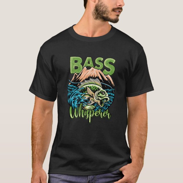 Funny Fishing Lovers Bass Whisperer Bass Fisherman T-Shirt (Vorderseite)