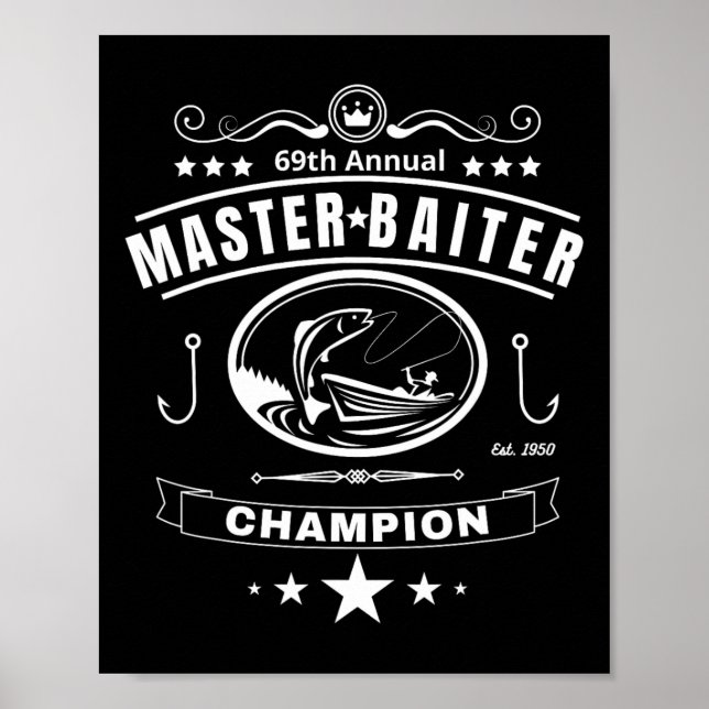 Funny Fishing Master Iter Champion Männergeschenk Poster (Vorne)