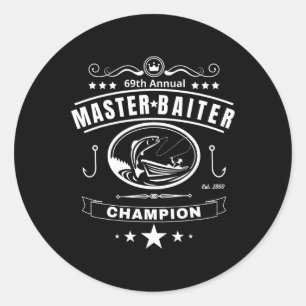 Funny Fishing Master Iter Champion Männergeschenk Runder Aufkleber