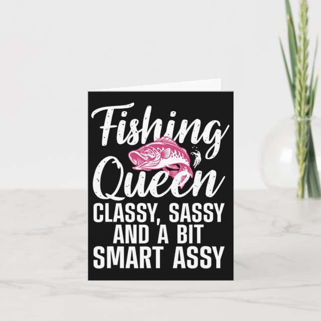 Funny Fishing Queen Design for Women Ladys Fishin  Karte (Vorderseite)