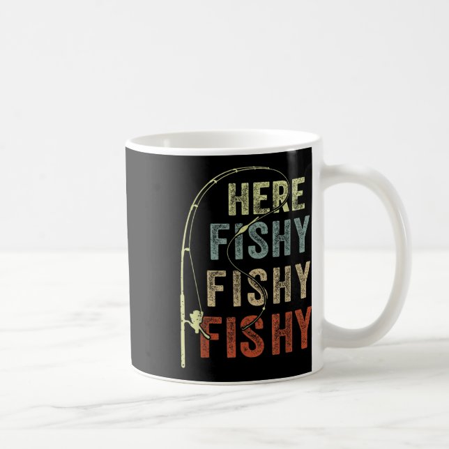 Funny Fishing-Shirt Hier fisch B Vater Frauen Kind Kaffeetasse (Rechts)