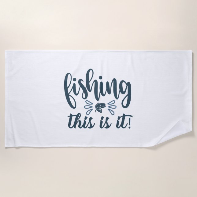 Funny Fishing Shirt mit Slogan Strandtuch (Vorderseite)